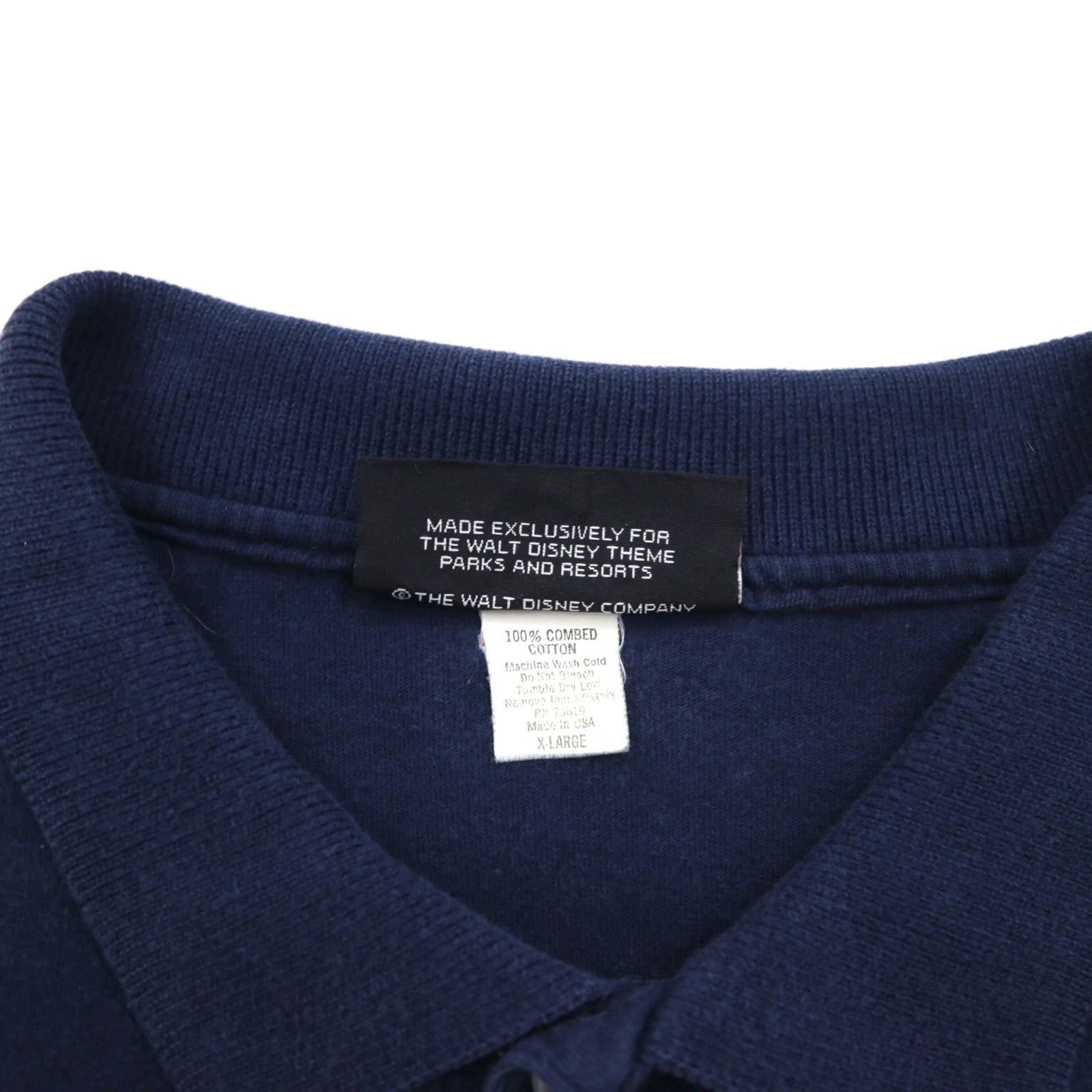 Disney originals anni '90, polo Mickey Mouse con ricamo a punto singolo, taglia XL, blu navy, cotone