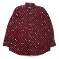 CHAPS RALPH LAUREN anni '90 camicia button-down fantasia L bordeaux cotone mimetica