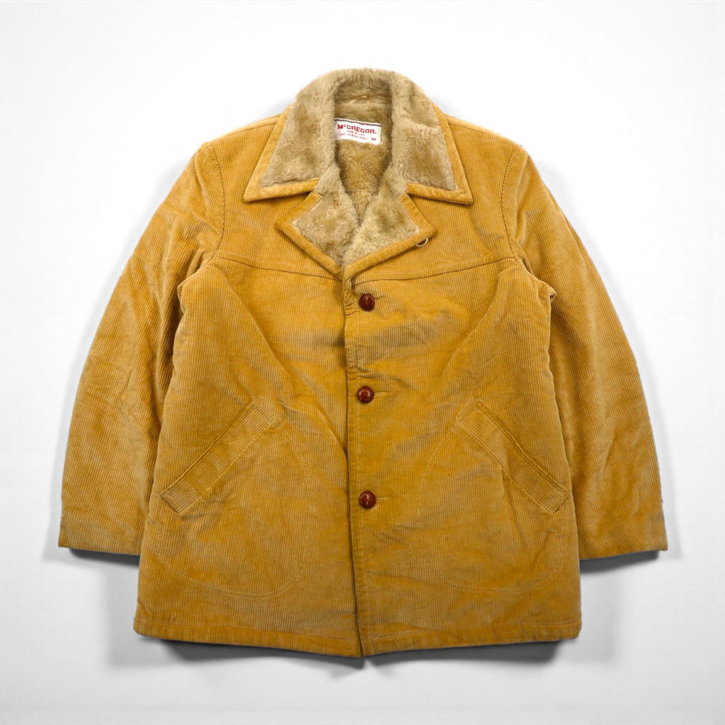 McGREGOR 70年代 USA製 シェルパ ランチコート ボア ジャケット XL くるみボタン 太畝 コーデュロイ