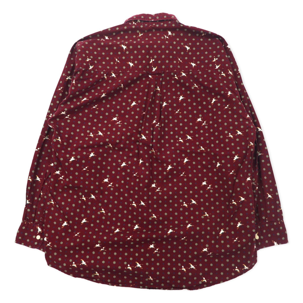CHAPS RALPH LAUREN anni '90 camicia button-down fantasia L bordeaux cotone mimetica