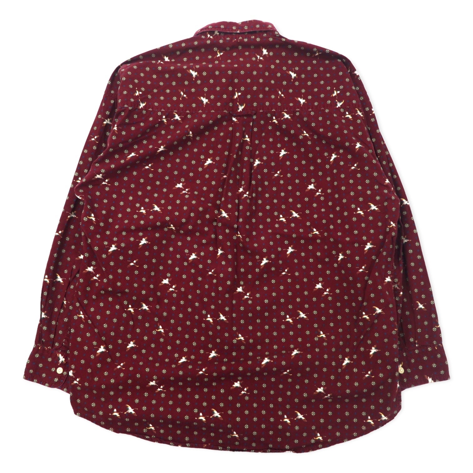 CHAPS RALPH LAUREN anni '90 camicia button-down fantasia L bordeaux cotone mimetica