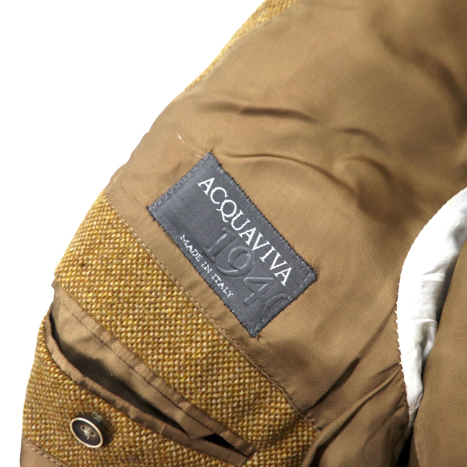 ACQUAVIVA - Giacca sartoriale a strati, taglia 50, beige, misto lana e seta LANIFICIO PURO, toppe sui gomiti, colletto staccabile, 2 modi di indossare