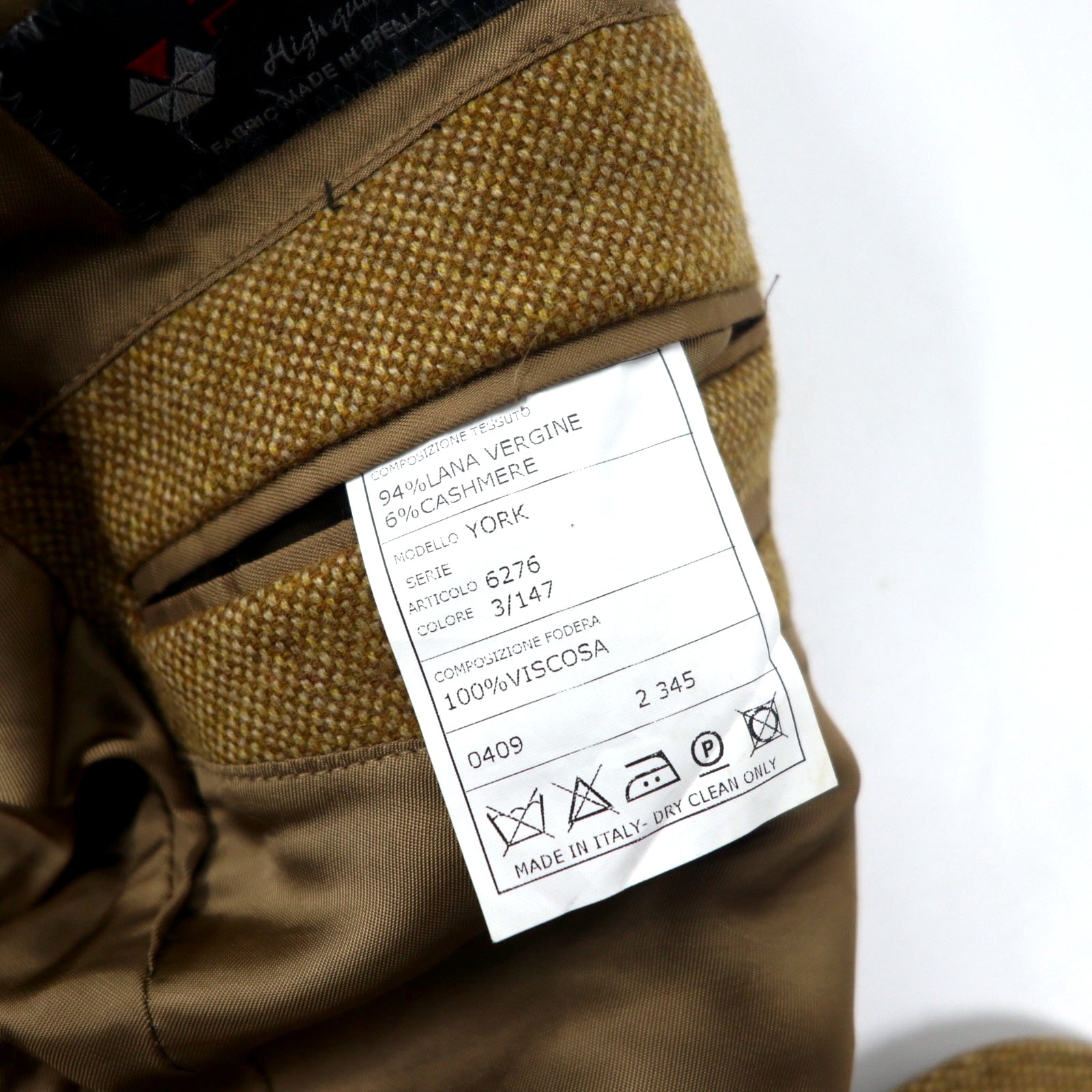 ACQUAVIVA - Giacca sartoriale a strati, taglia 50, beige, misto lana e seta LANIFICIO PURO, toppe sui gomiti, colletto staccabile, 2 modi di indossare