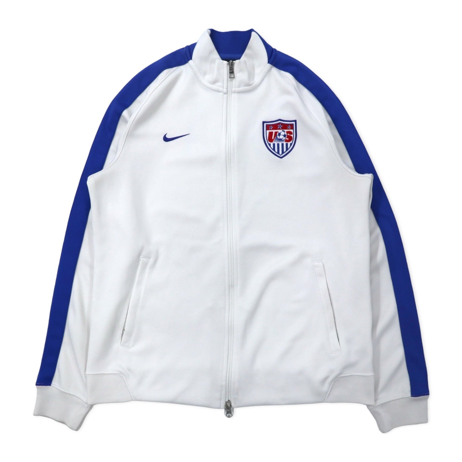 NIKE Tuta sportiva giacca L bianca poliestere con strisce laterali doppia zip modello USA N98 USA USMNT Authentic Mens Soccer Track Jacket 589862-100