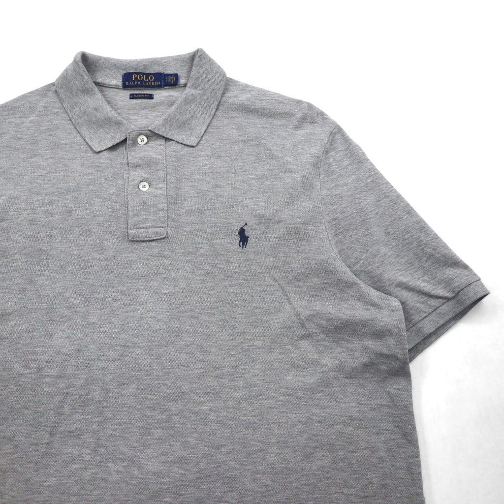 POLO RALPH LAUREN クラシックフィット ポロシャツ L グレー コットン 鹿の子 スモールポニー刺繍