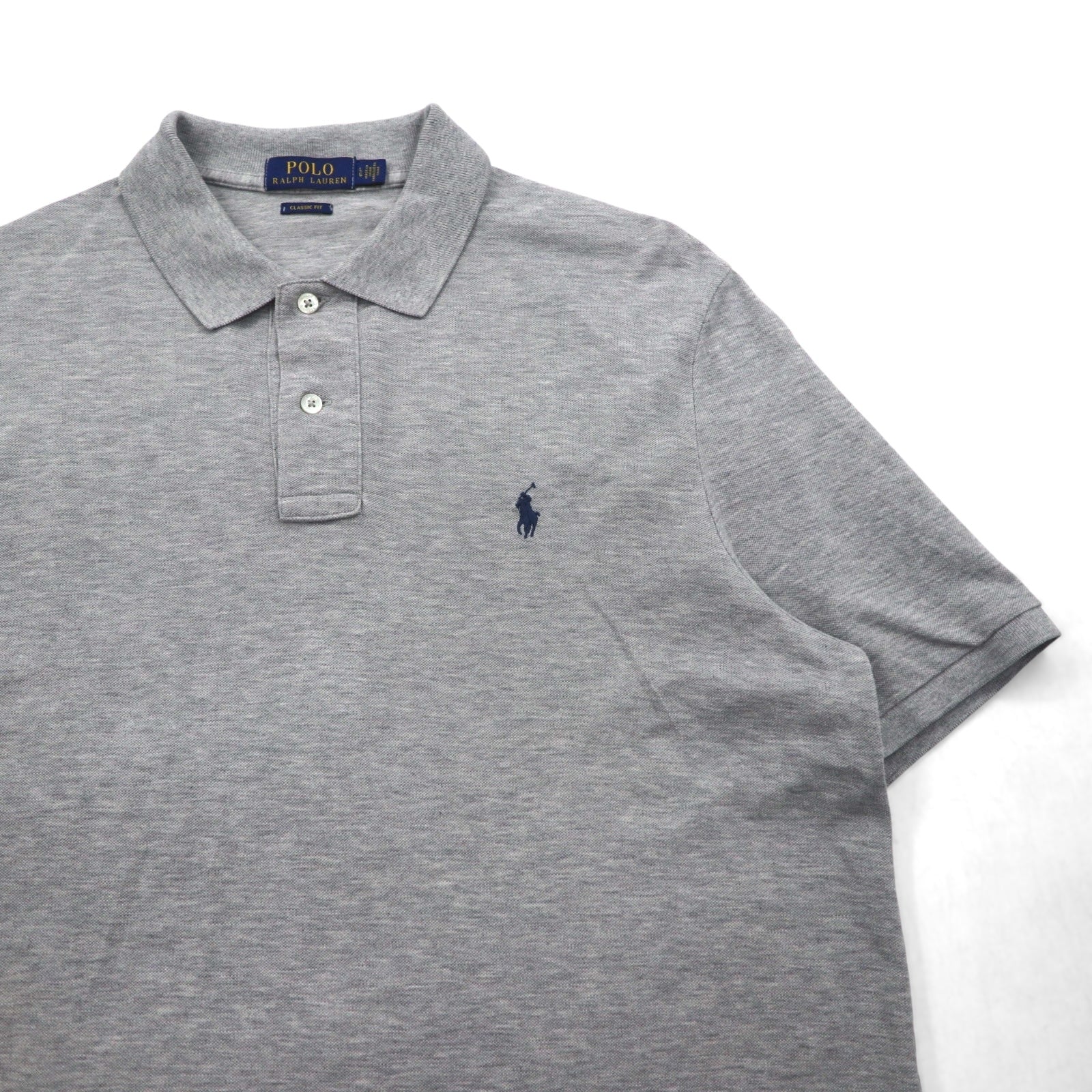 POLO RALPH LAUREN クラシックフィット ポロシャツ L グレー コットン 鹿の子 スモールポニー刺繍