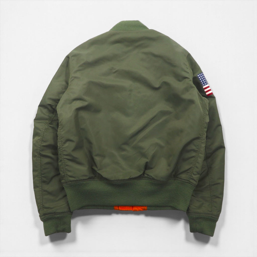 DENIM & SUPPLY RALPH LAUREN ナイロン MA-1 フライトジャケット M カーキ 星条旗 TALONジップ