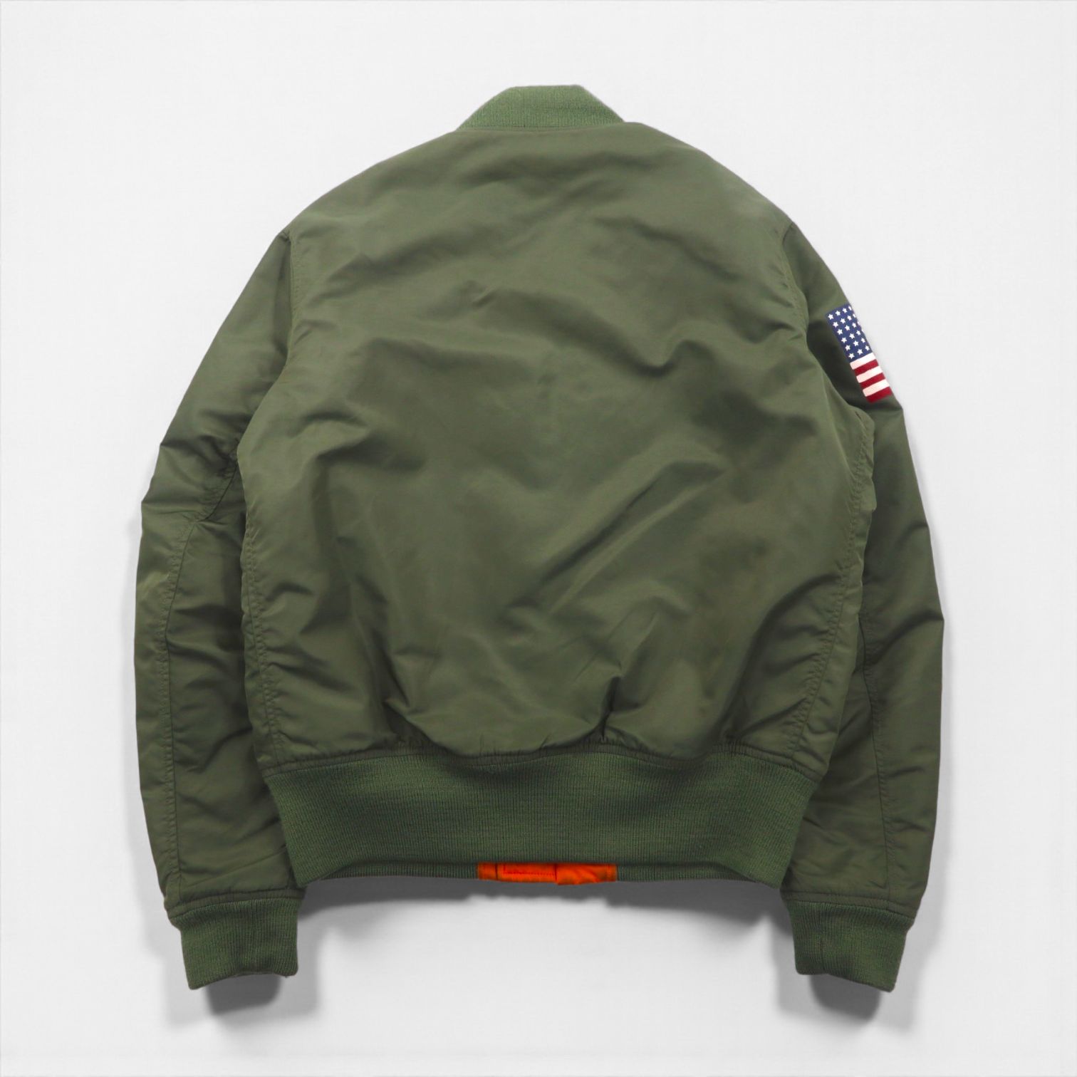 DENIM & SUPPLY RALPH LAUREN ナイロン MA-1 フライトジャケット M カーキ 星条旗 TALONジップ