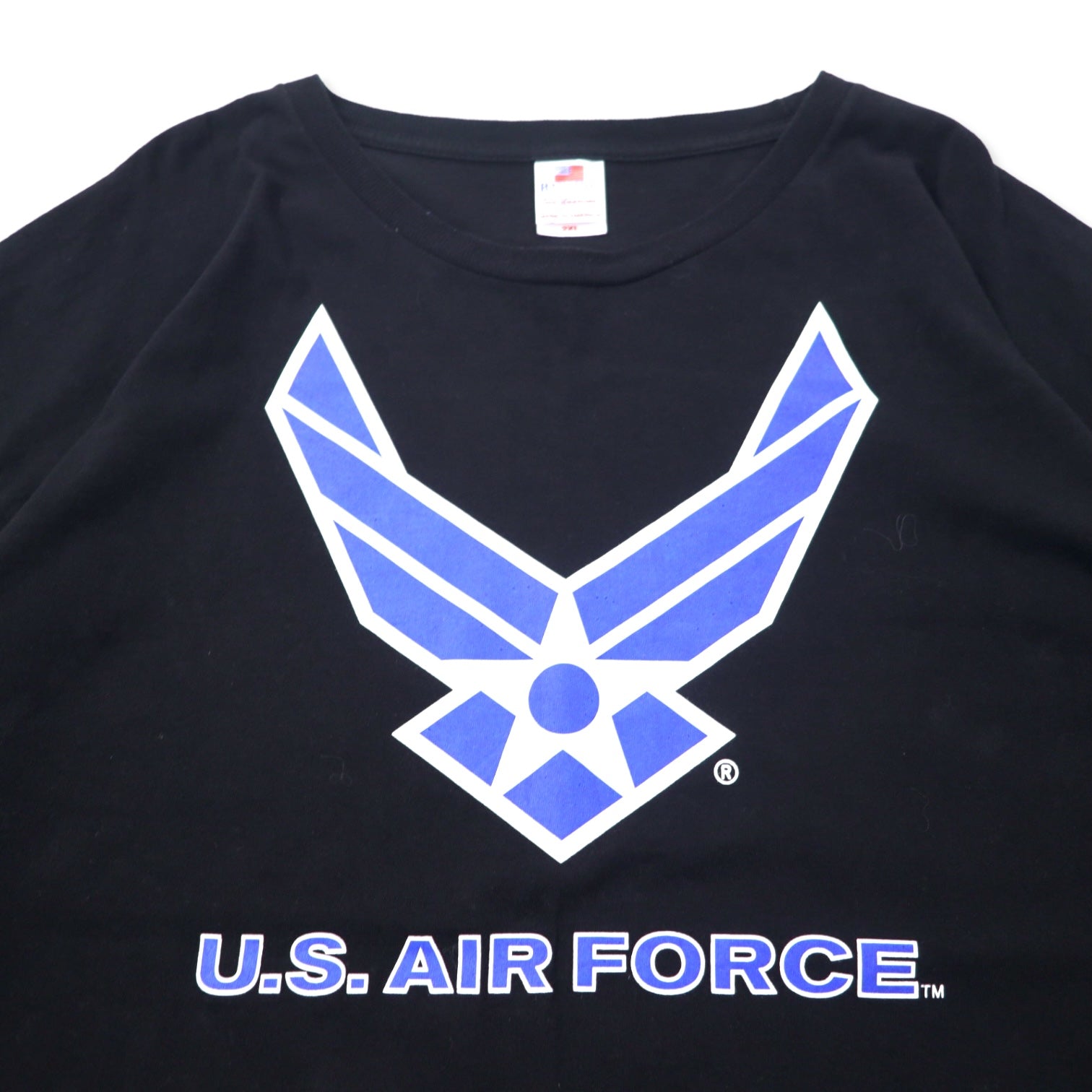 US AIR FORCE 米軍 プリント Tシャツ 2XL ブラック コットン ミリタリー BAYSIDE MADE TEE