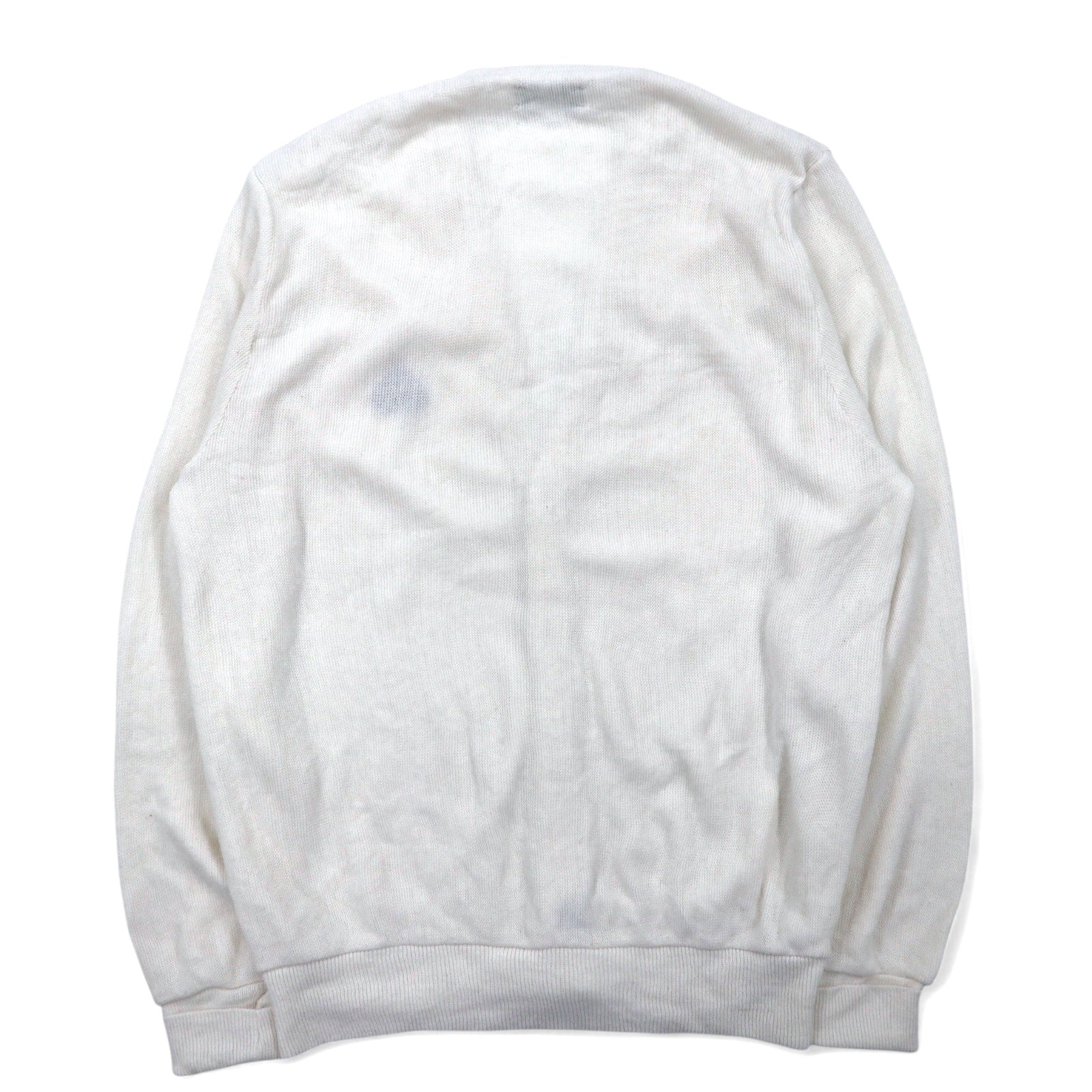 Cardigan in maglia acrilica IZOD USA, anni '90, taglia S, bianco, logo ricamato.