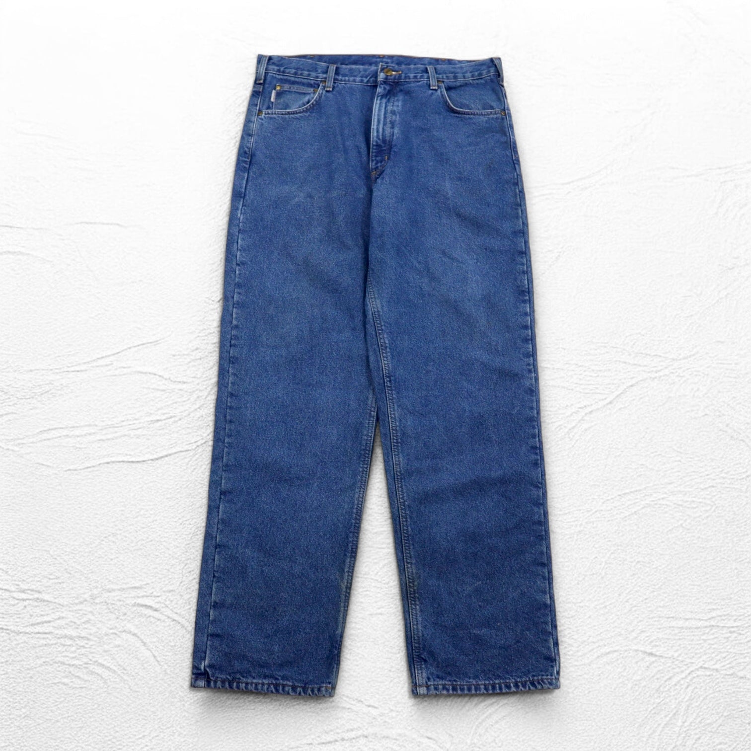 Carhartt Pantaloni Jeans Foderati in Flanella Vestibilità Rilassata XL Blu Indaco Fodera a Quadri B172 DST Made in Messico