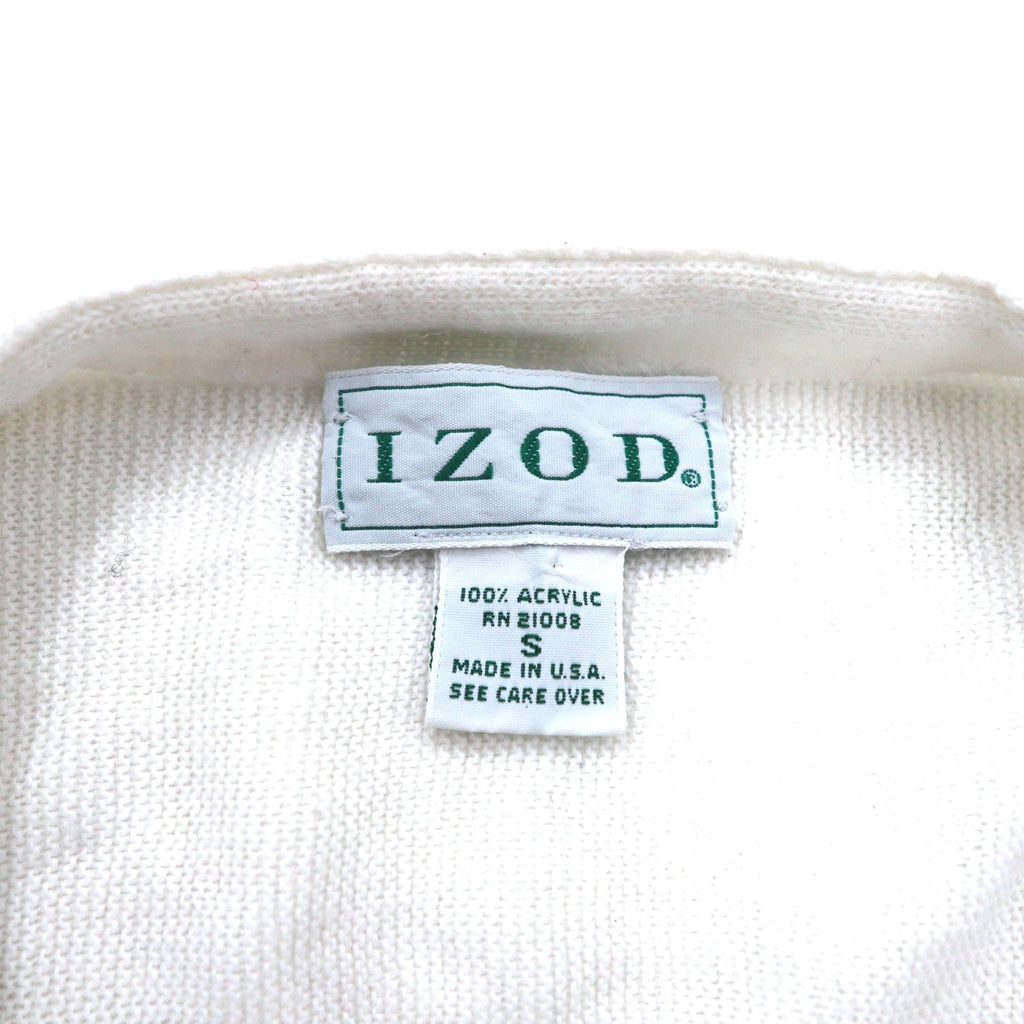 IZOD USA製 90年代 アクリルニット カーディガン S ホワイト ワンポイントロゴ刺繍