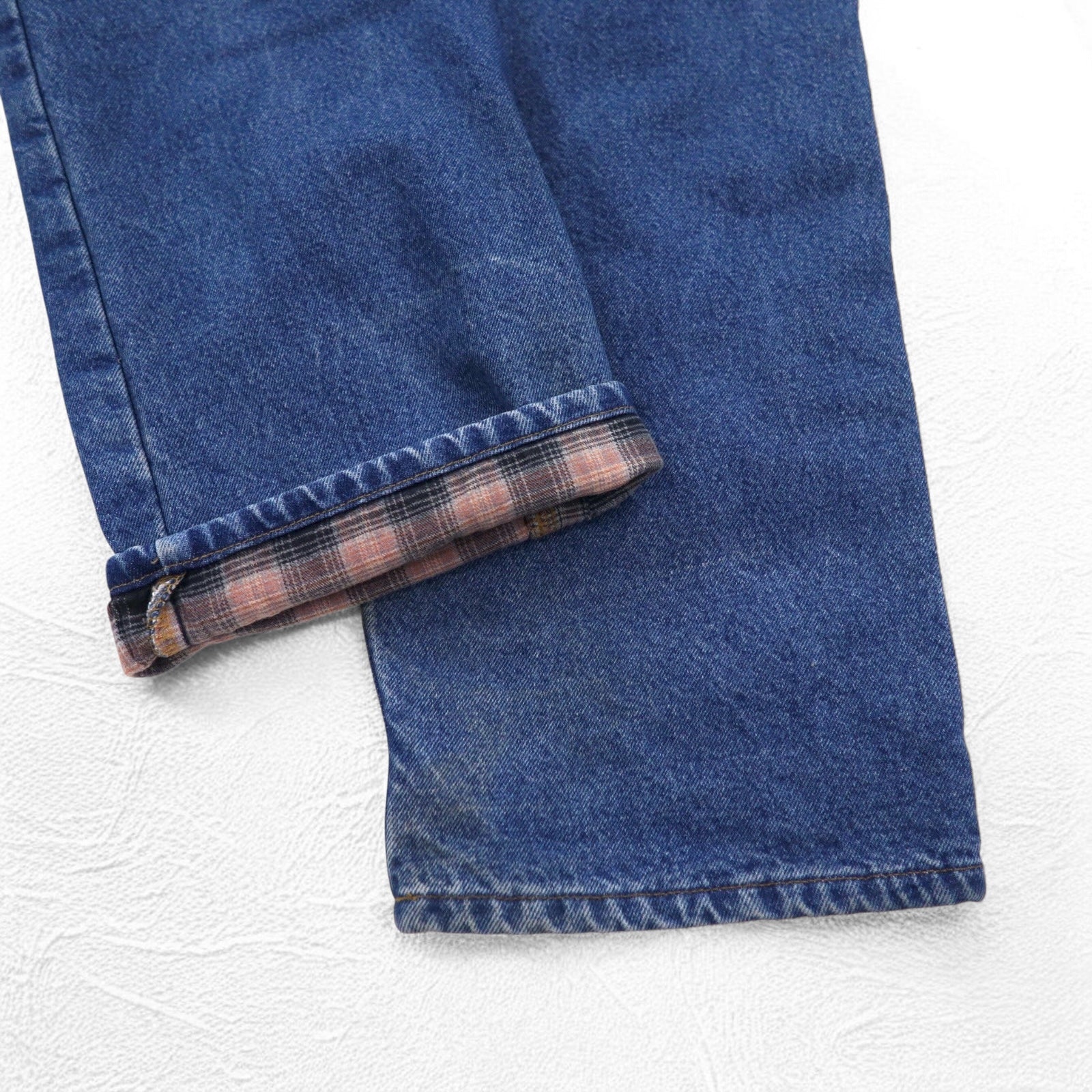 Carhartt Pantaloni Jeans Foderati in Flanella Vestibilità Rilassata XL Blu Indaco Fodera a Quadri B172 DST Made in Messico