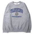 GILDAN anni 2000 felpa con stampa universitaria L grigio cotone felpato FANNING UNIVERSITY taglia grande Made in Mexico