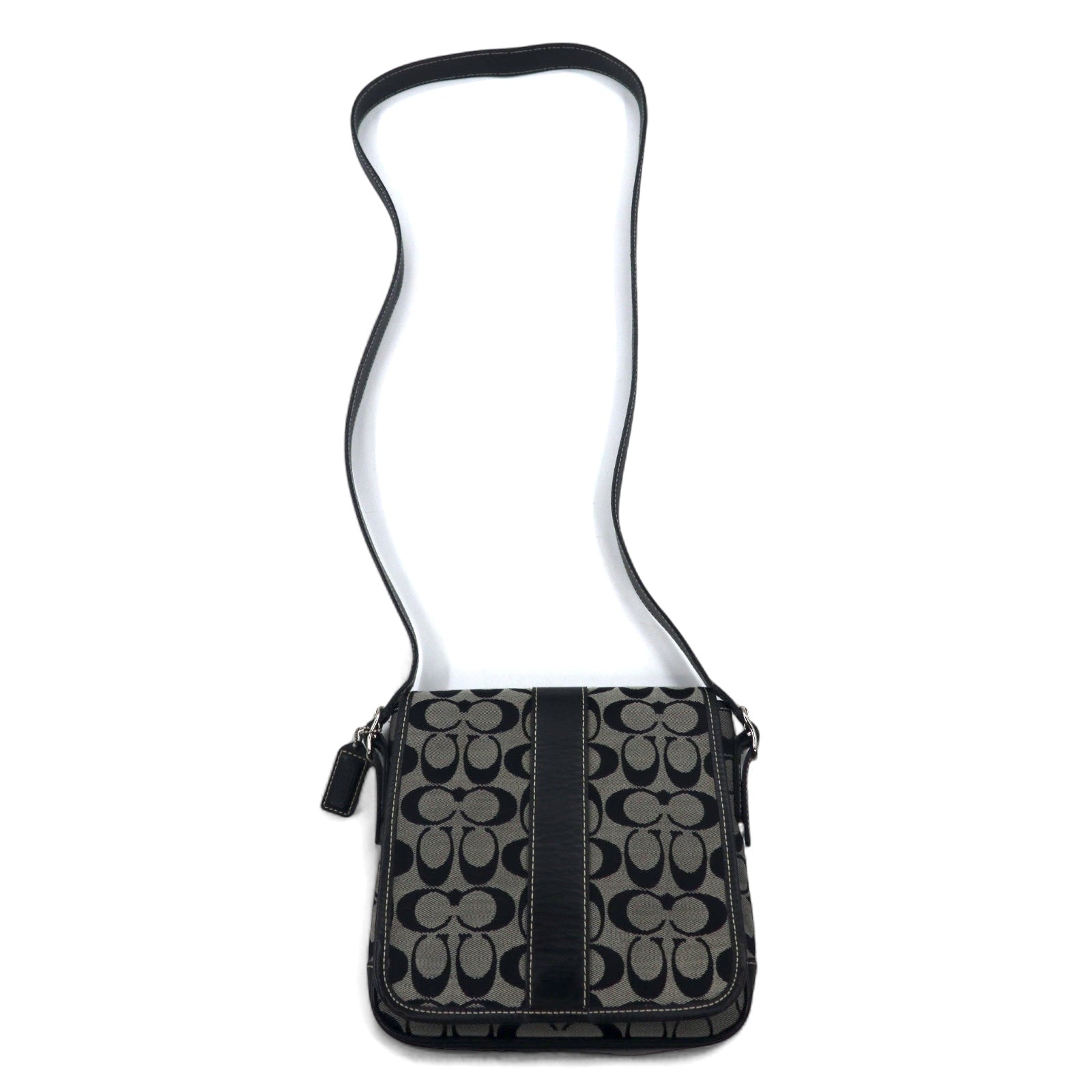 COACH Borsa a tracolla Signature tela e pelle grigia G3K-6357