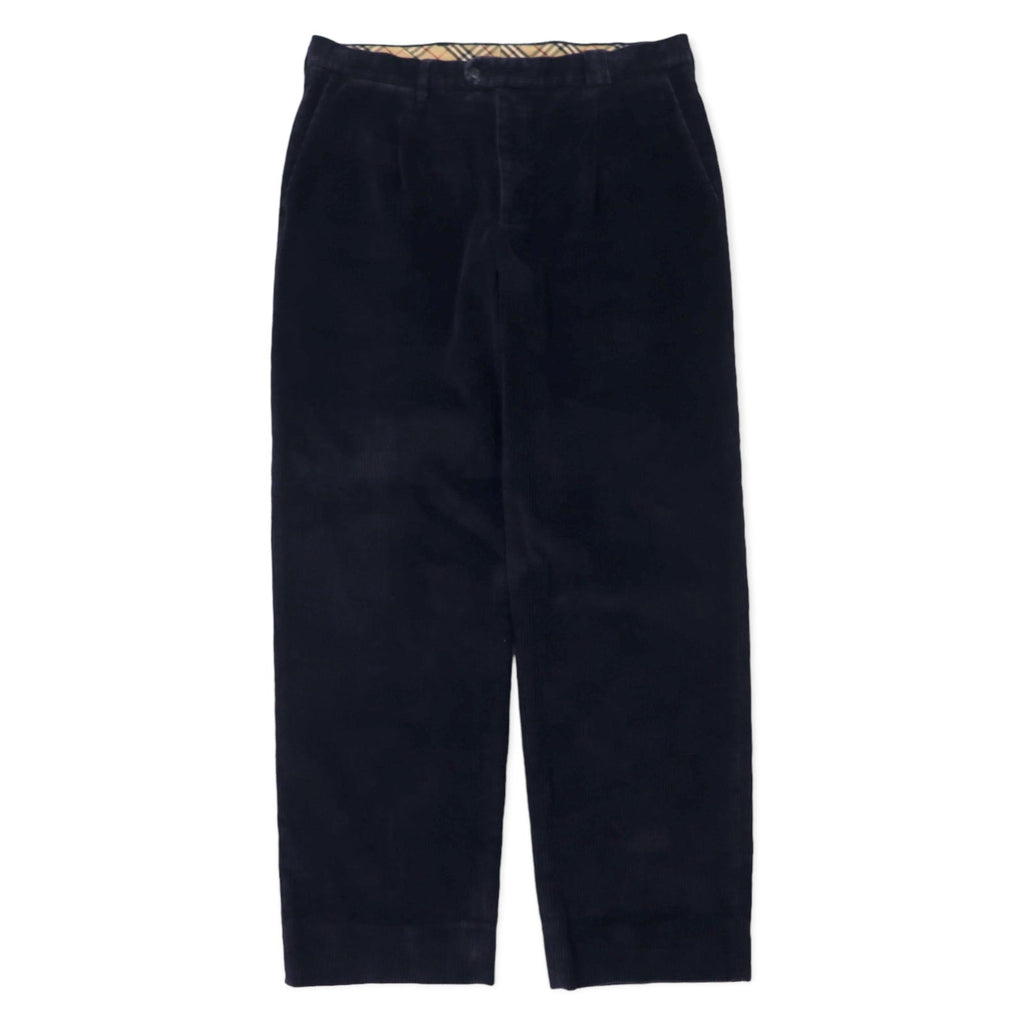 BURBERRY pantaloni ampi in velluto a coste con pinces 46 blu navy cotone made in Spain