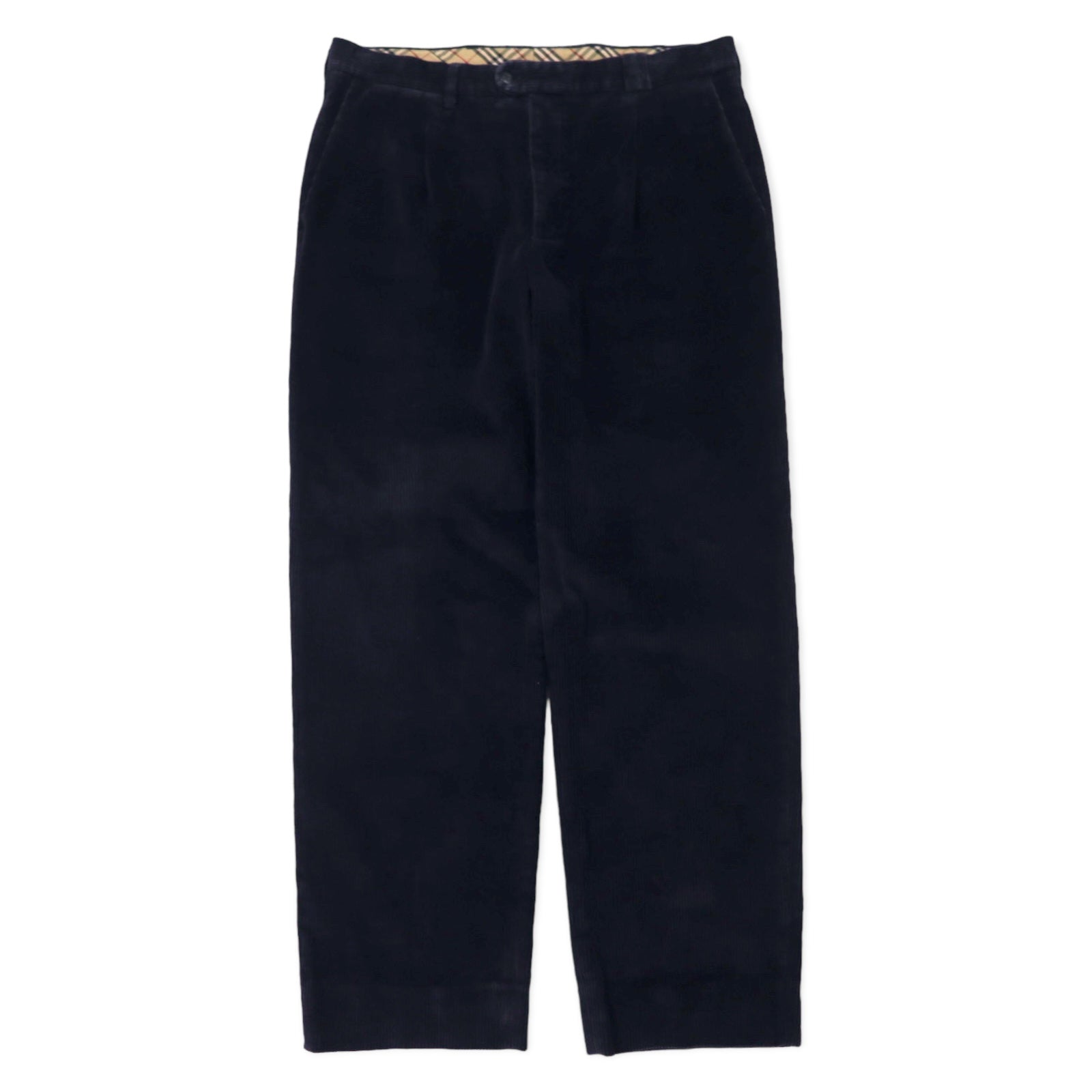 BURBERRY pantaloni ampi in velluto a coste con pinces 46 blu navy cotone made in Spain