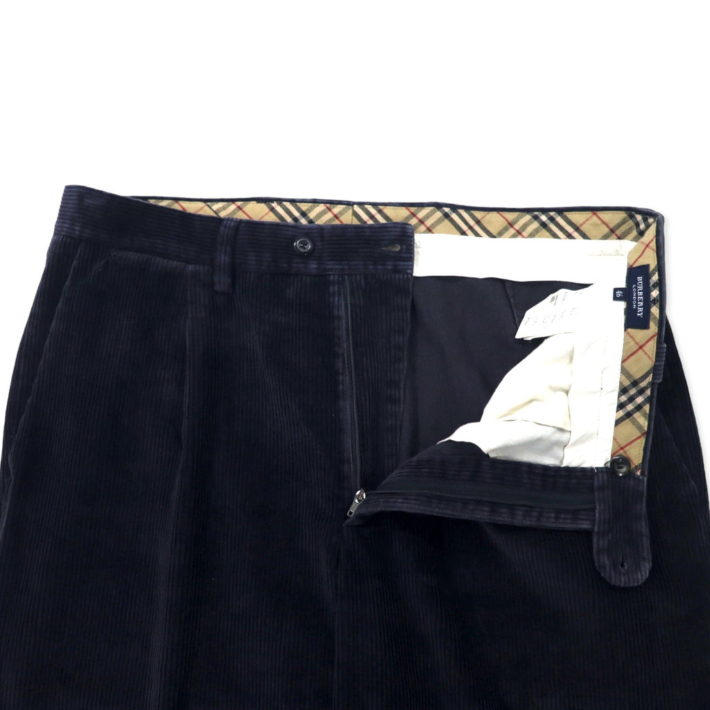 BURBERRY pantaloni ampi in velluto a coste con pinces 46 blu navy cotone made in Spain