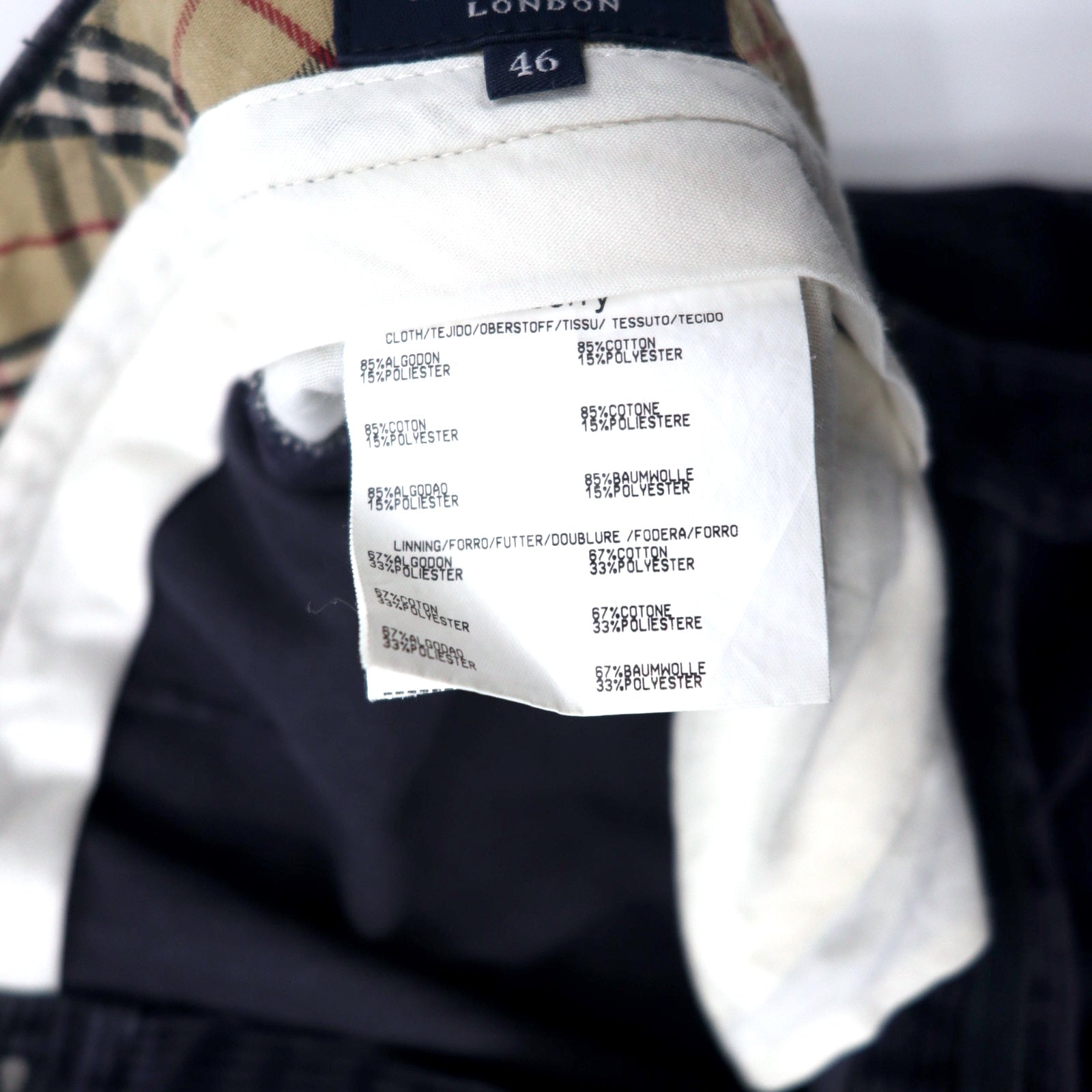 BURBERRY pantaloni ampi in velluto a coste con pinces 46 blu navy cotone made in Spain