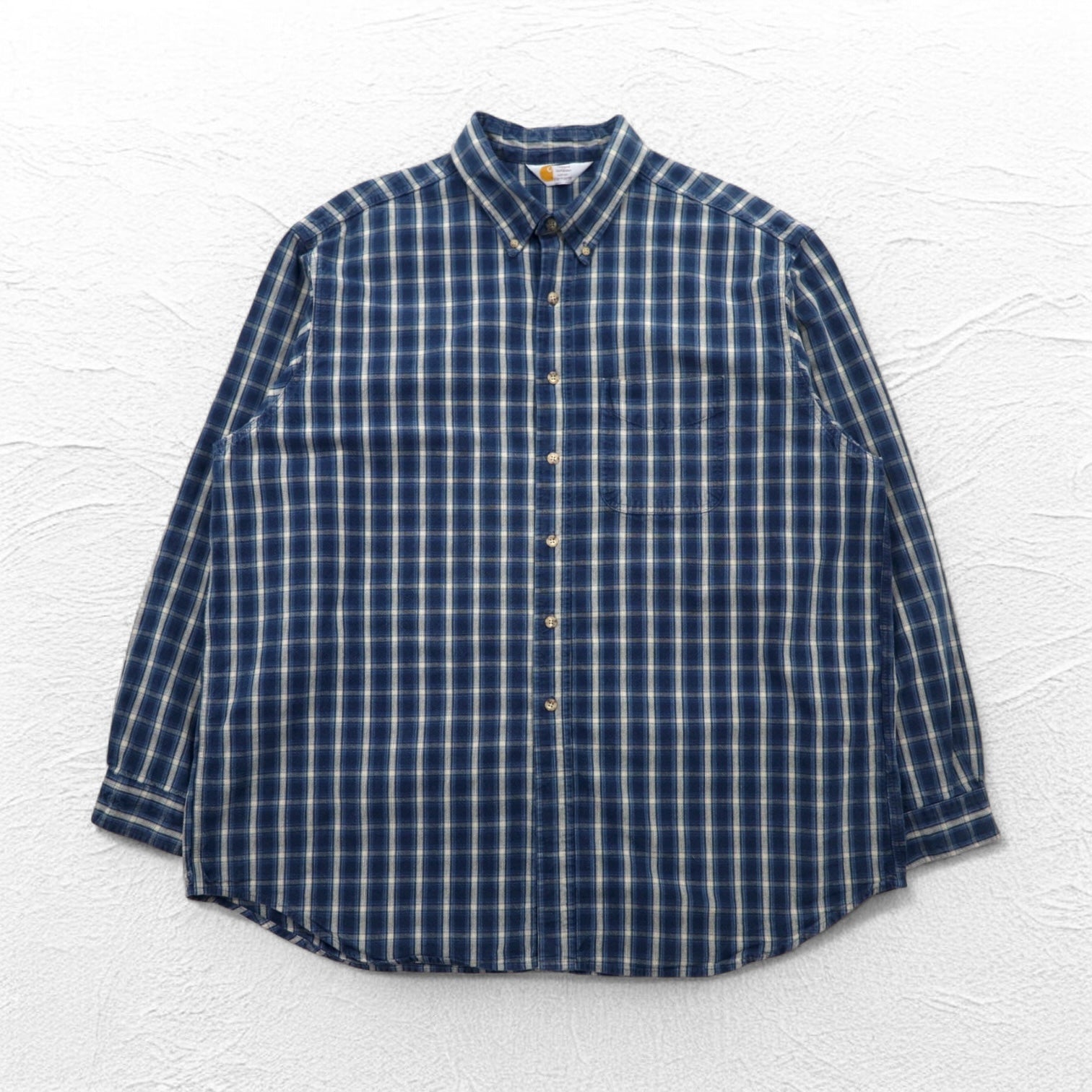 Camicia in flanella button-down Carhartt 2XL taglia grande a quadri blu in cotone