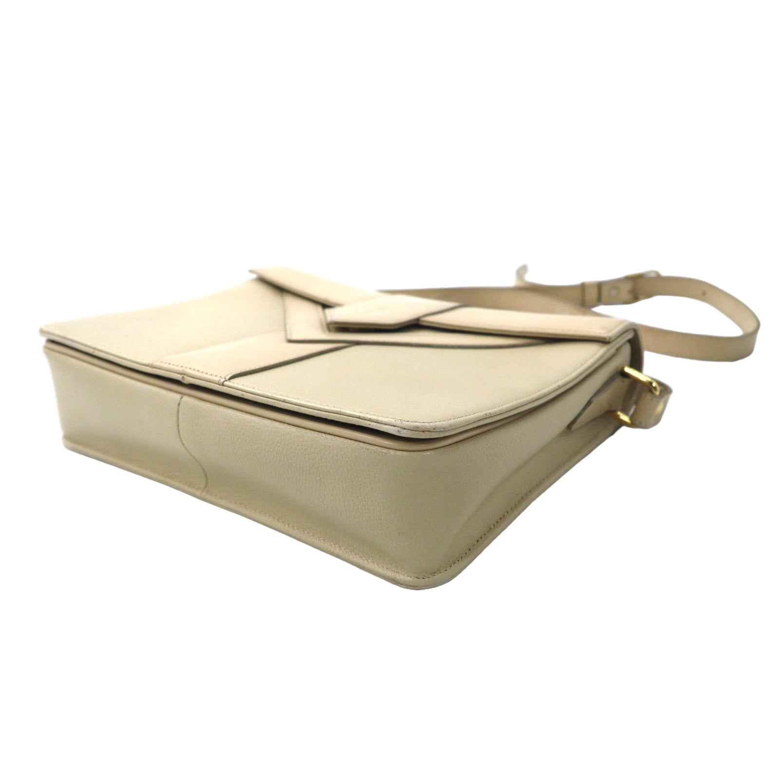 YVES SAINT LAURENT Borsa a tracolla color crema in pelle YSL vintage