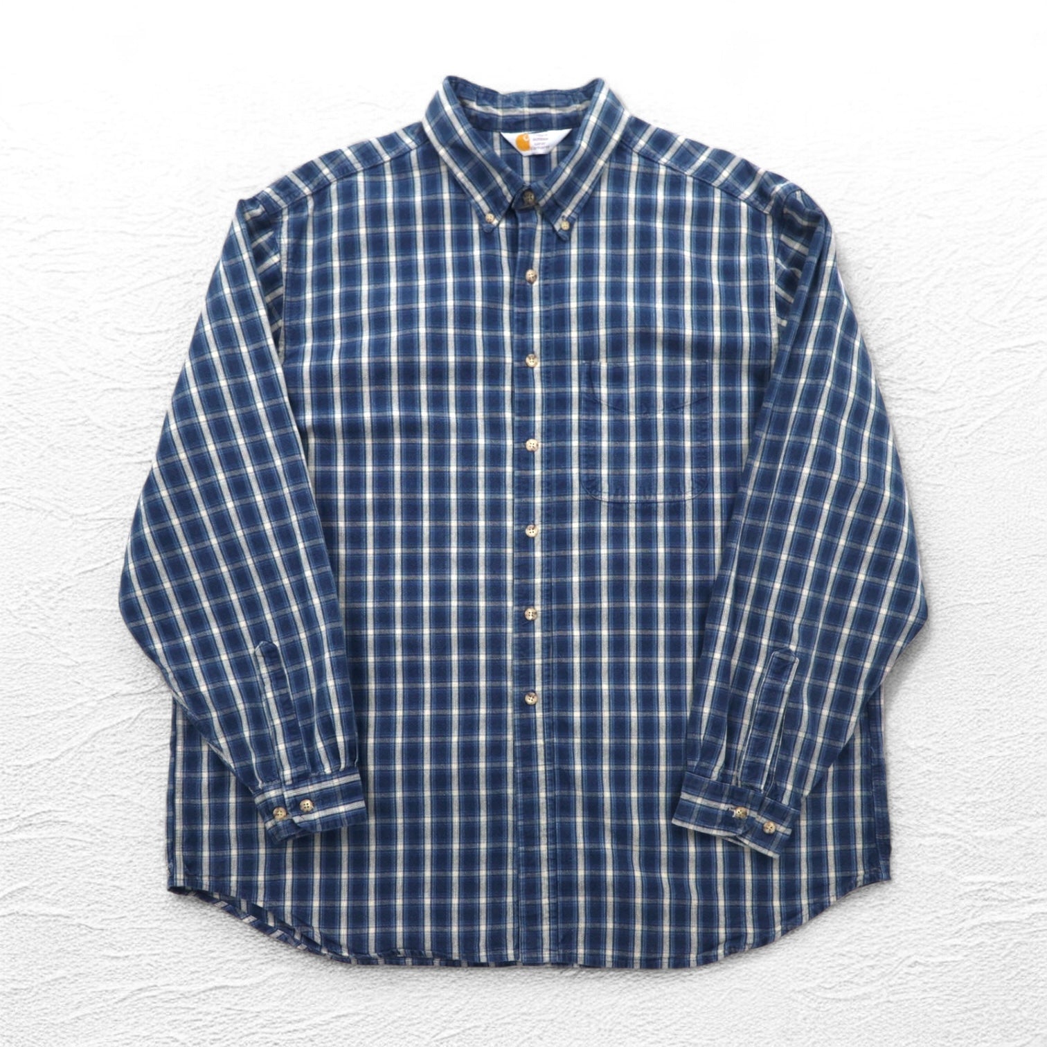 Camicia in flanella button-down Carhartt 2XL taglia grande a quadri blu in cotone