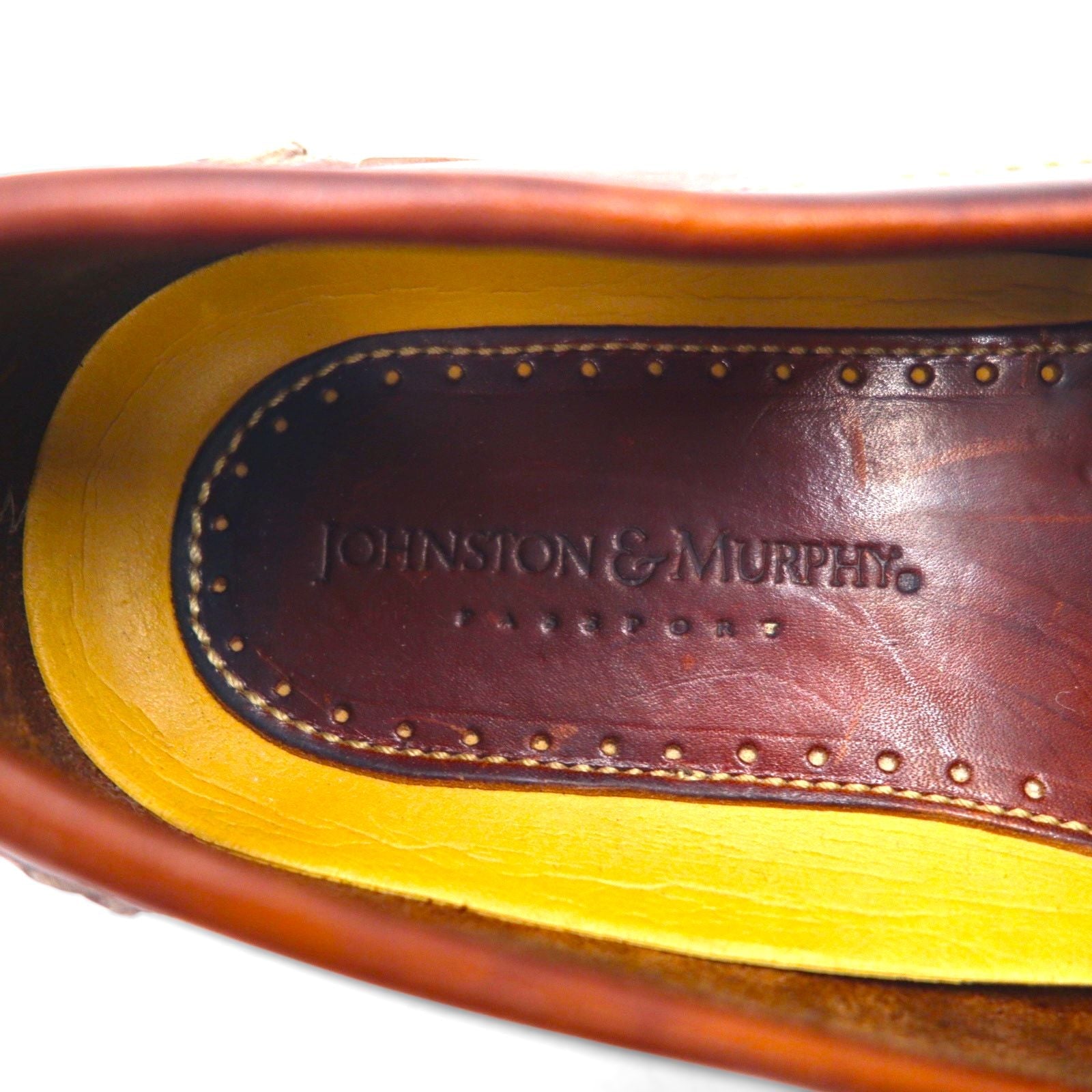 JOHNSTON & MURPHY イントレチャート ペニー ローファー 26cm ブラウン 編み込み PASSPORT コイン ブラジル製