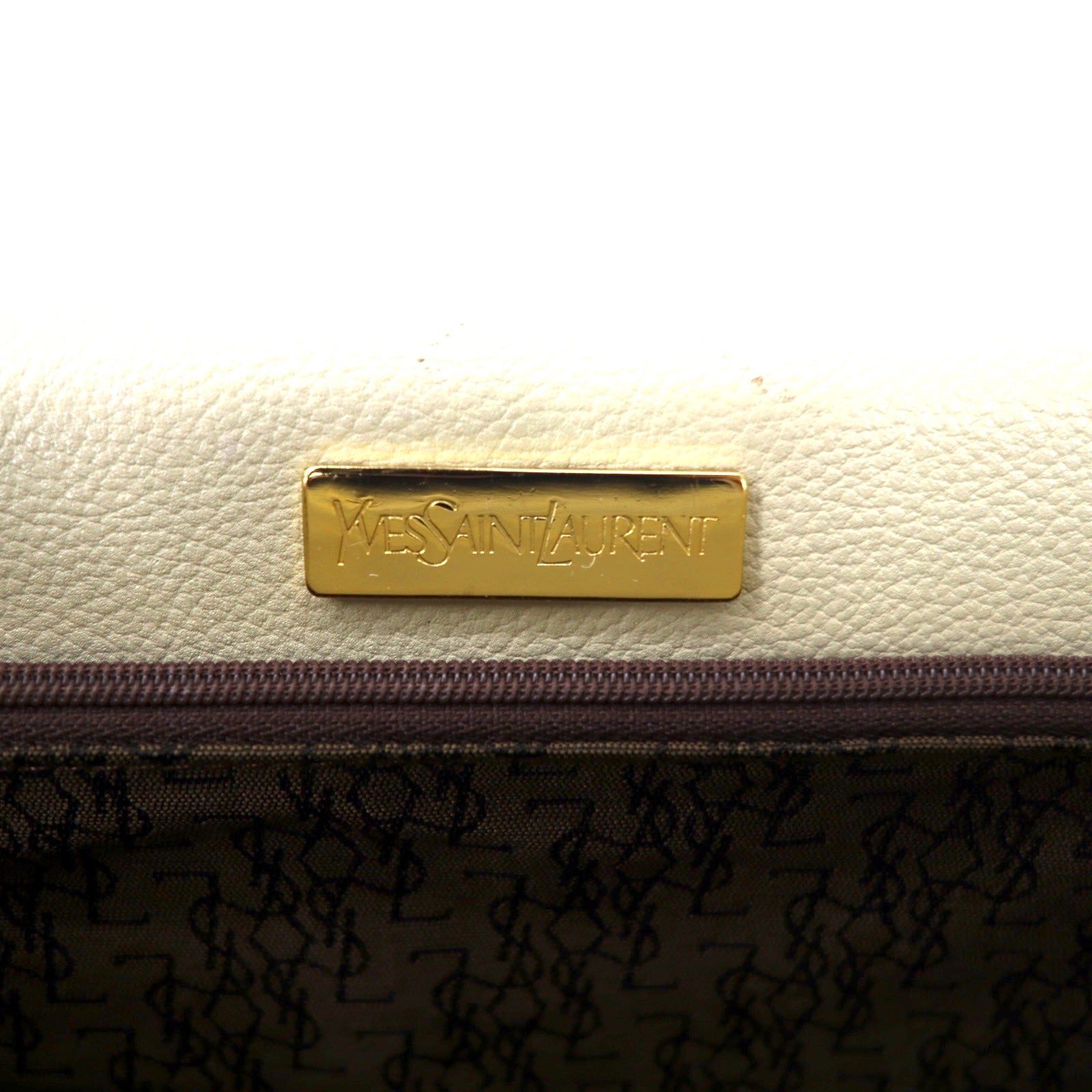 YVES SAINT LAURENT Borsa a tracolla color crema in pelle YSL vintage