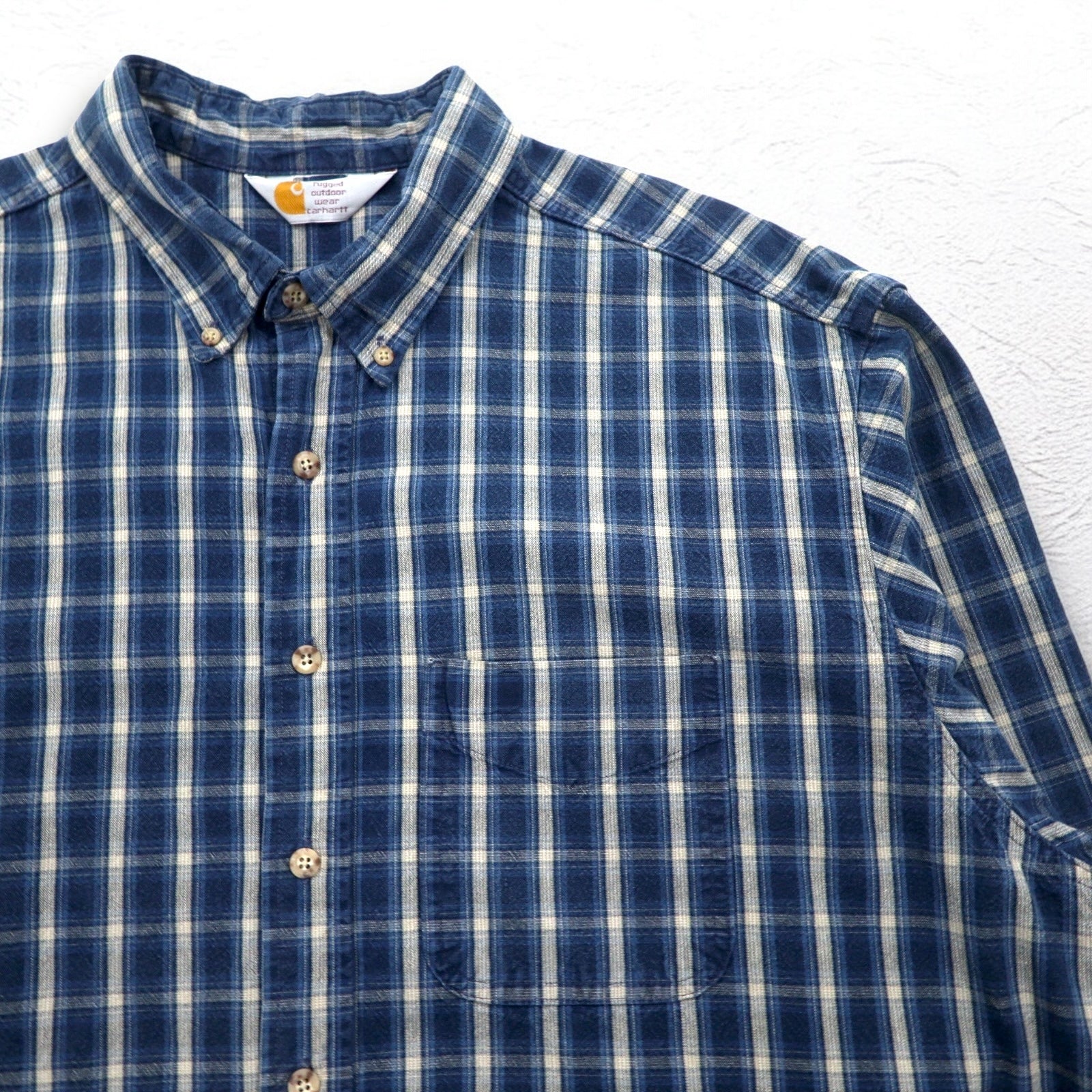 Camicia in flanella button-down Carhartt 2XL taglia grande a quadri blu in cotone