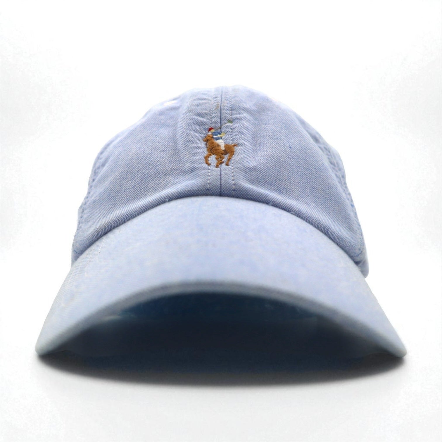 POLO RALPH LAUREN オックスフォード ベースボールキャップ 59cm ブルー コットン スモールポニー刺繍 未使用品