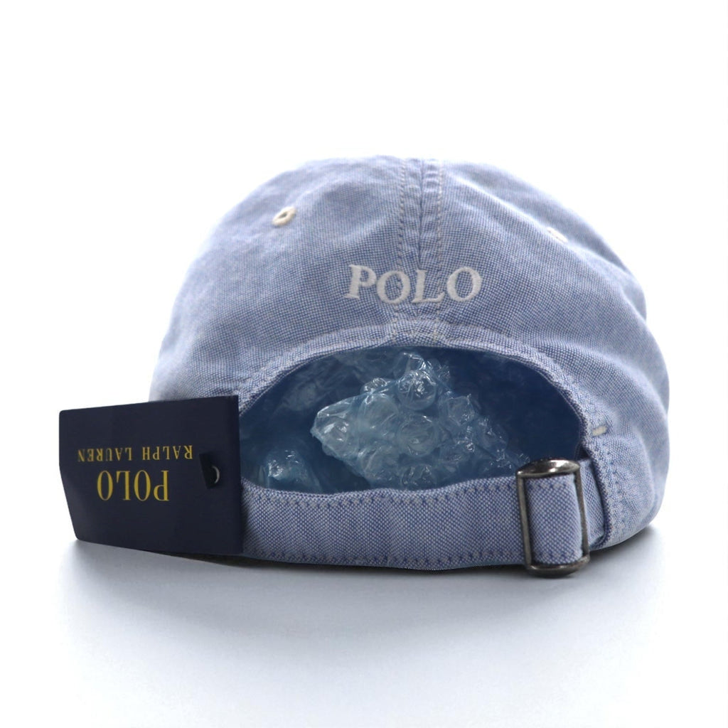 POLO RALPH LAUREN オックスフォード ベースボールキャップ 59cm ブルー コットン スモールポニー刺繍 未使用品