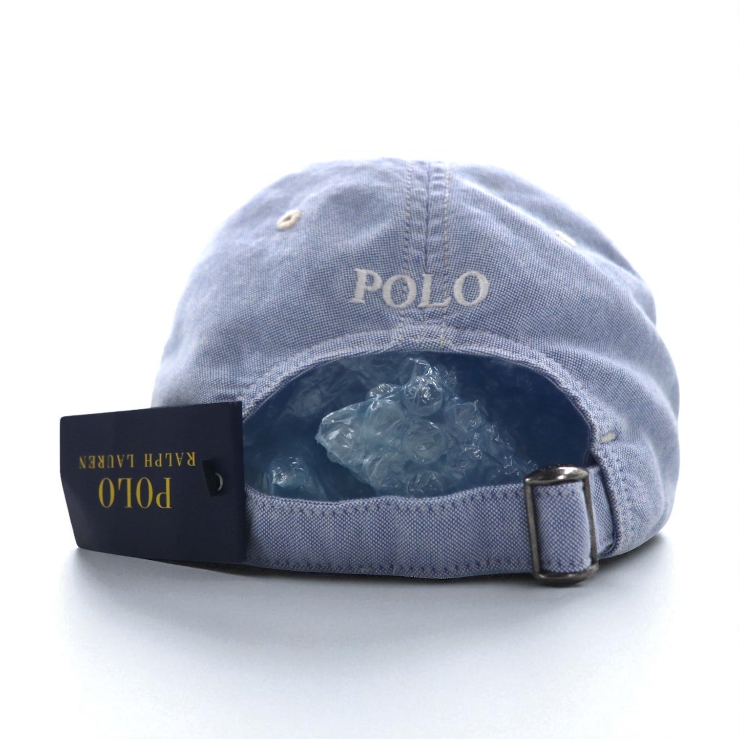 POLO RALPH LAUREN オックスフォード ベースボールキャップ 59cm ブルー コットン スモールポニー刺繍 未使用品