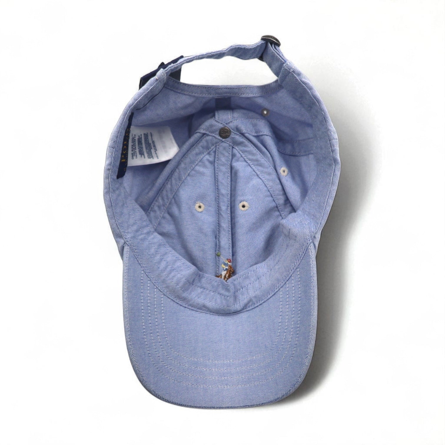 POLO RALPH LAUREN オックスフォード ベースボールキャップ 59cm ブルー コットン スモールポニー刺繍 未使用品