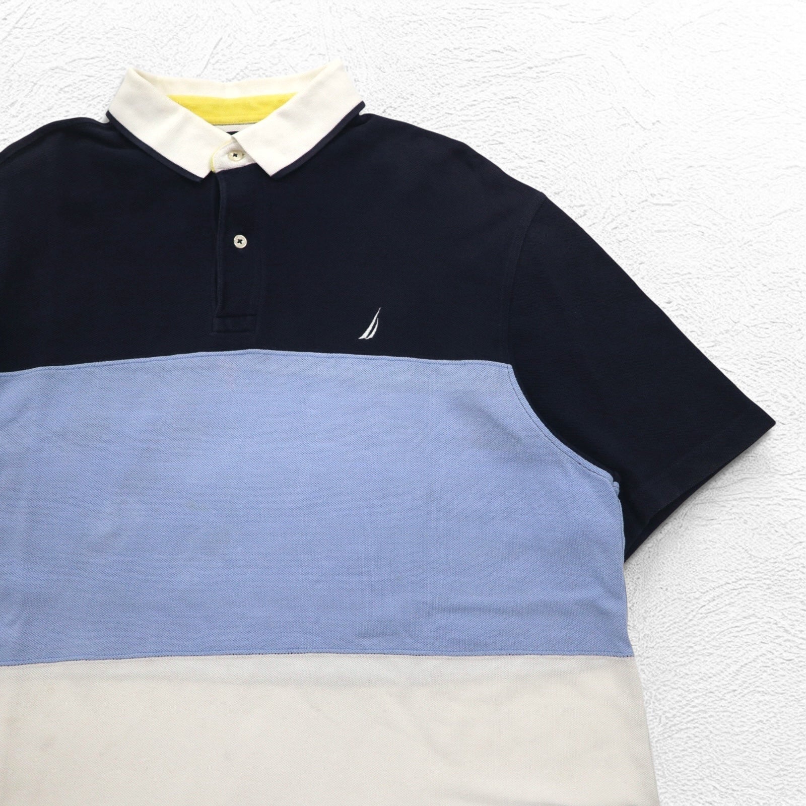 NAUTICA Polo XL Blu navy bianco cotone piqué logo ricamato
