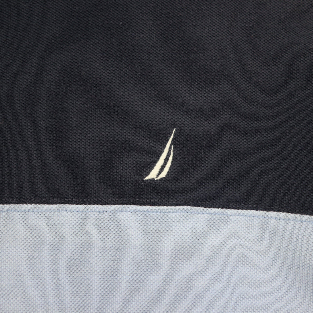 NAUTICA ポロシャツ XL ネイビー ブルー ホワイト コットン 鹿の子 ワンポイントロゴ刺繍