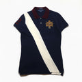 RALPH LAUREN anni '90 THE SKINNY POLO polo a righe M blu navy con ricamo stemma e pony