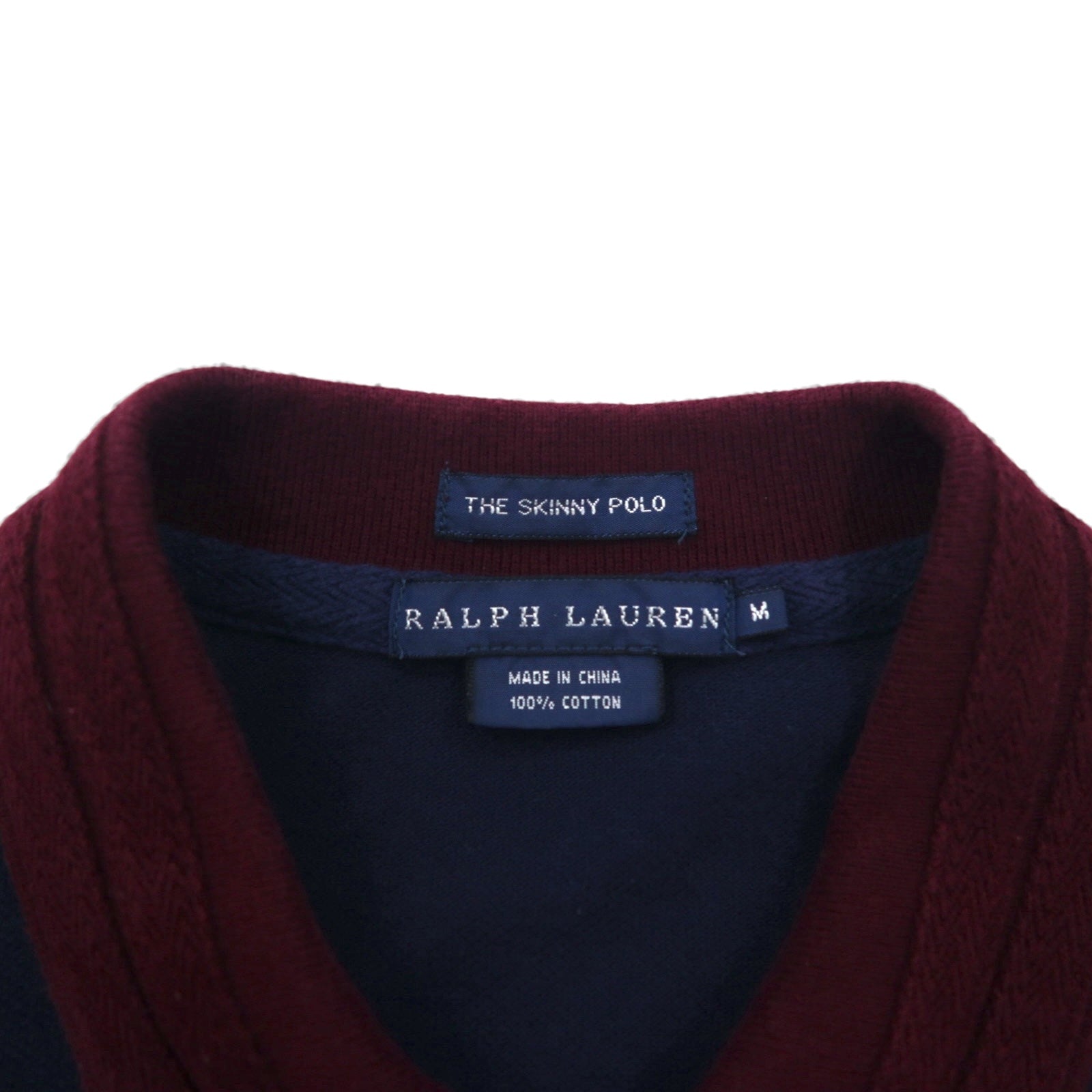 RALPH LAUREN anni '90 THE SKINNY POLO polo a righe M blu navy con ricamo stemma e pony