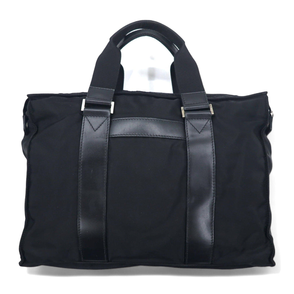 Salvatore Ferragamo Borsa da lavoro a mano in nylon nero, Made in Italy, DS-245029