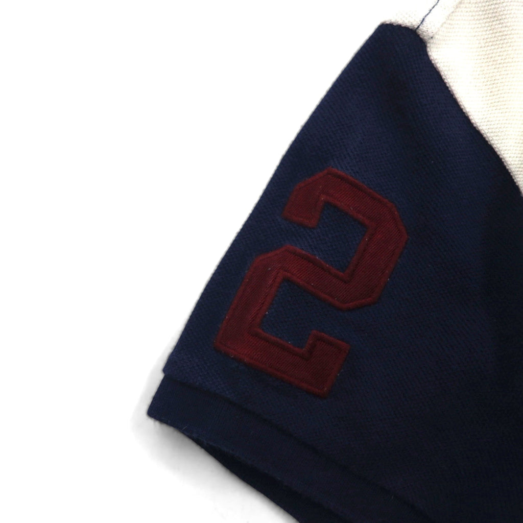 RALPH LAUREN anni '90 THE SKINNY POLO polo a righe M blu navy con ricamo stemma e pony