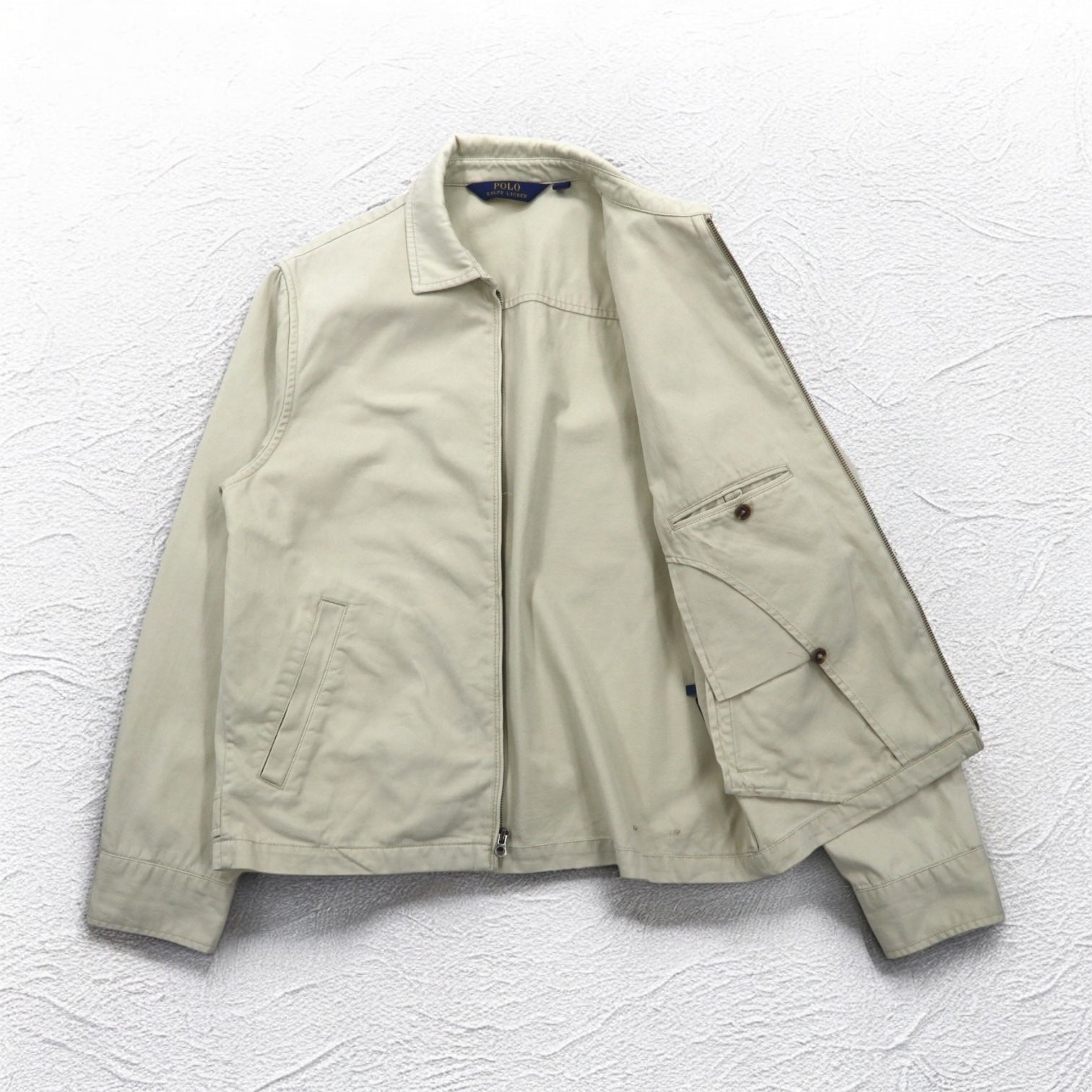 POLO RALPH LAUREN Giacca Harrington Swingtop M Beige con Ricamo Piccolo Pony