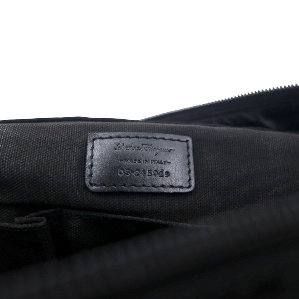 Salvatore Ferragamo Borsa da lavoro a mano in nylon nero, Made in Italy, DS-245029