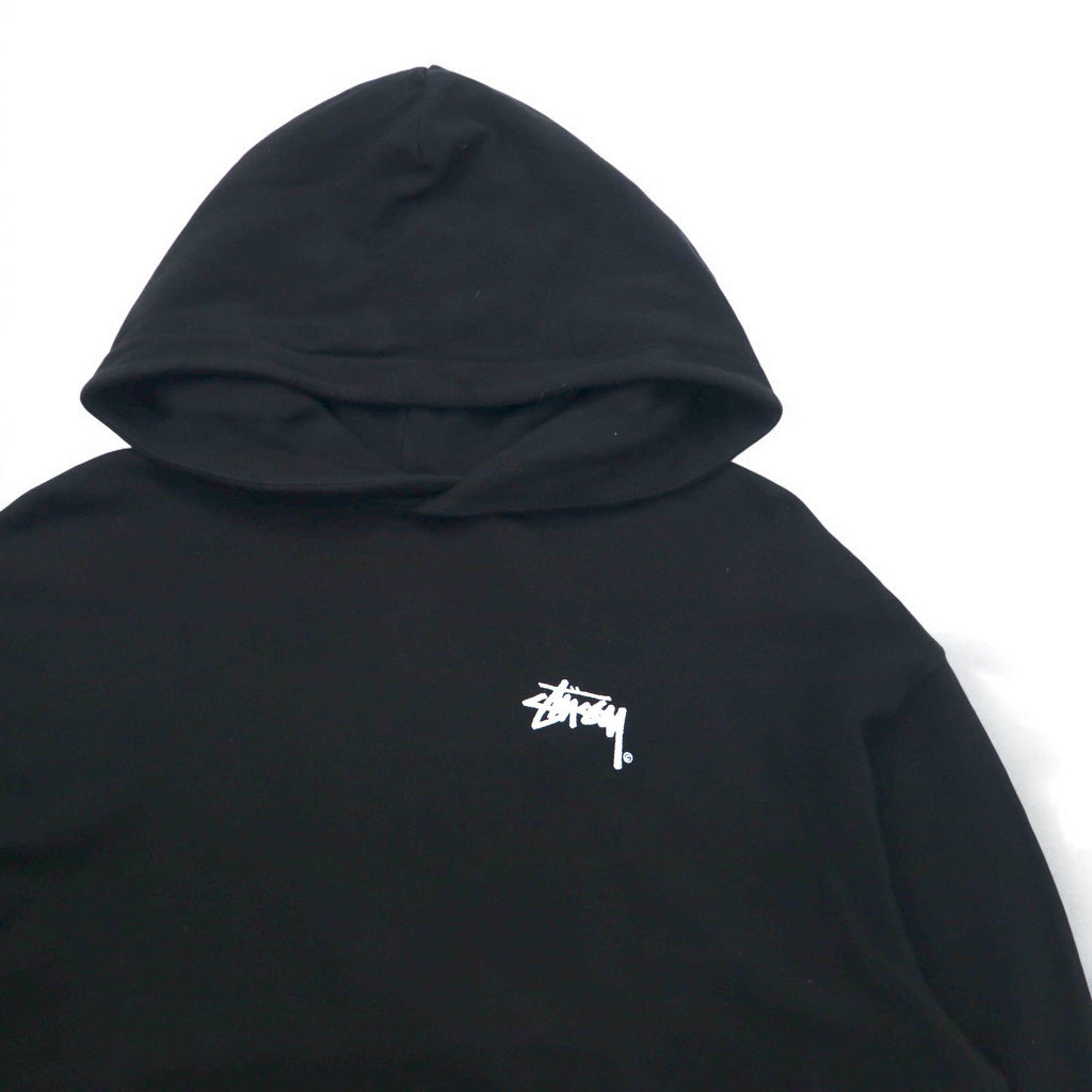Stussy felpa con cappuccio pullover con spalle scese, taglia M, colore nero, con logo Stock