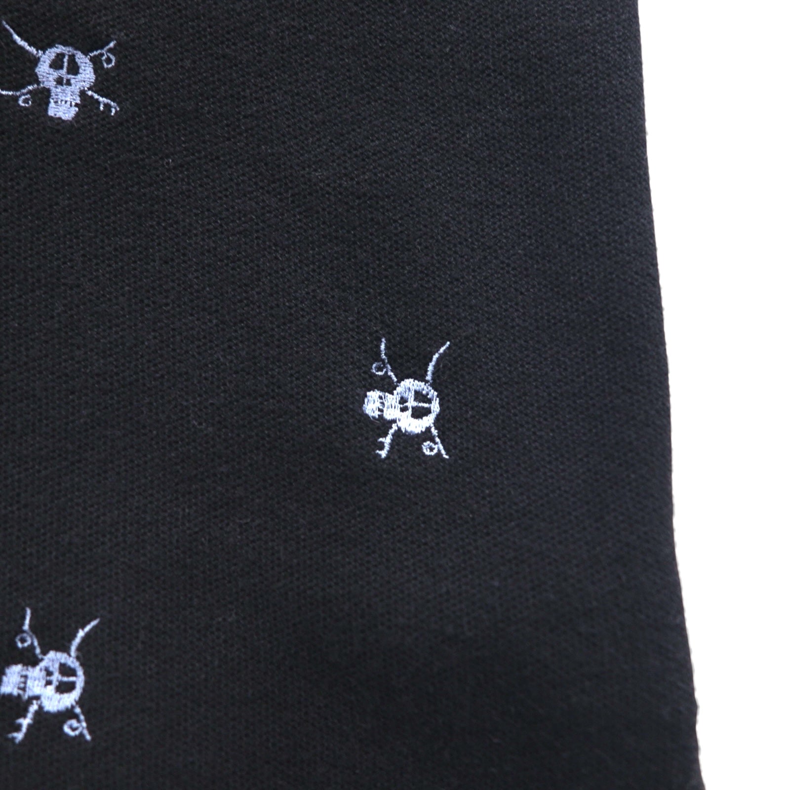 stussy スカル刺繍 ポロシャツ M ブラック コットン 鹿の子 総柄