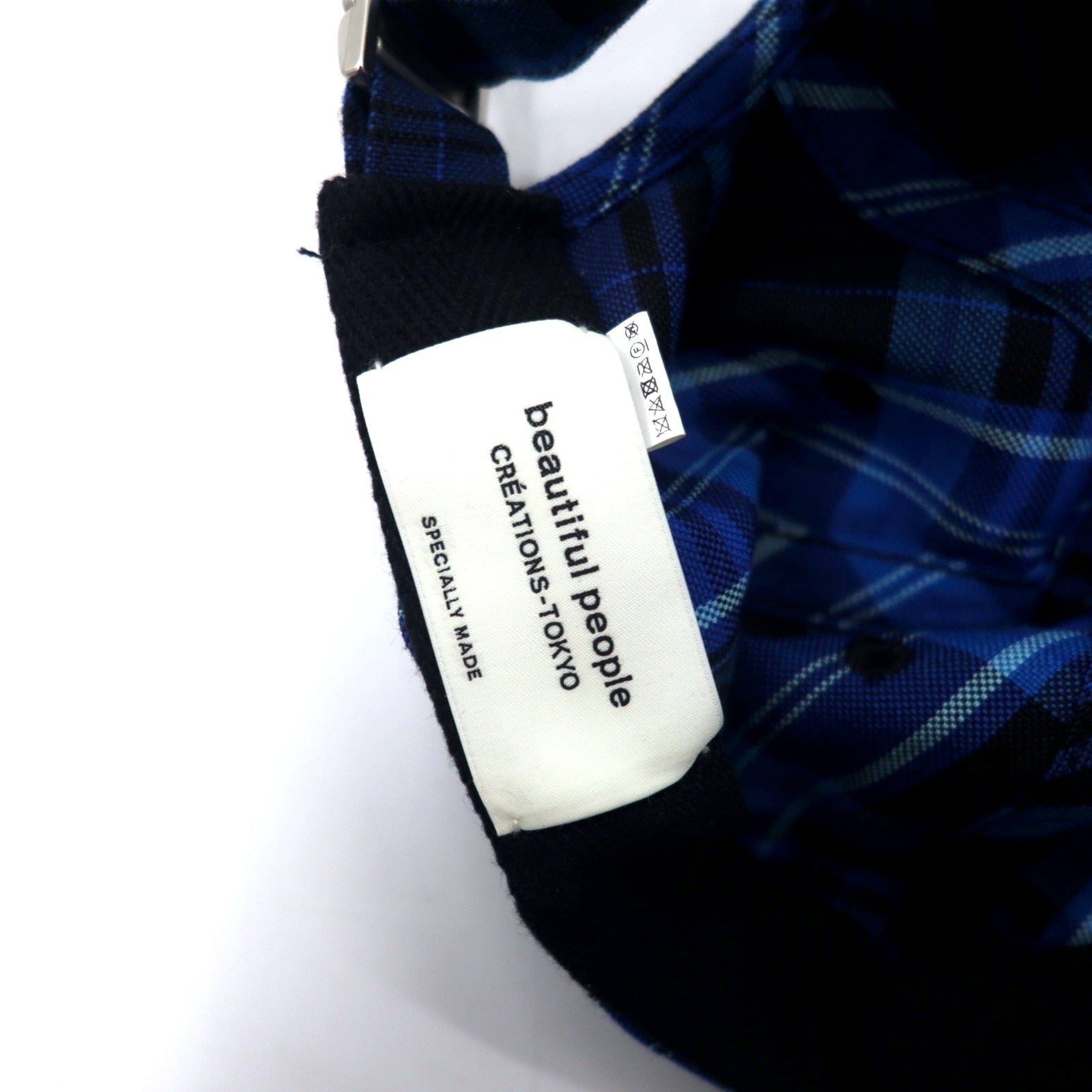 beautiful people BP Logo Cappellino Taglia unica Blu Quadri Poliestere Cotone 1145511945 Made in Japan