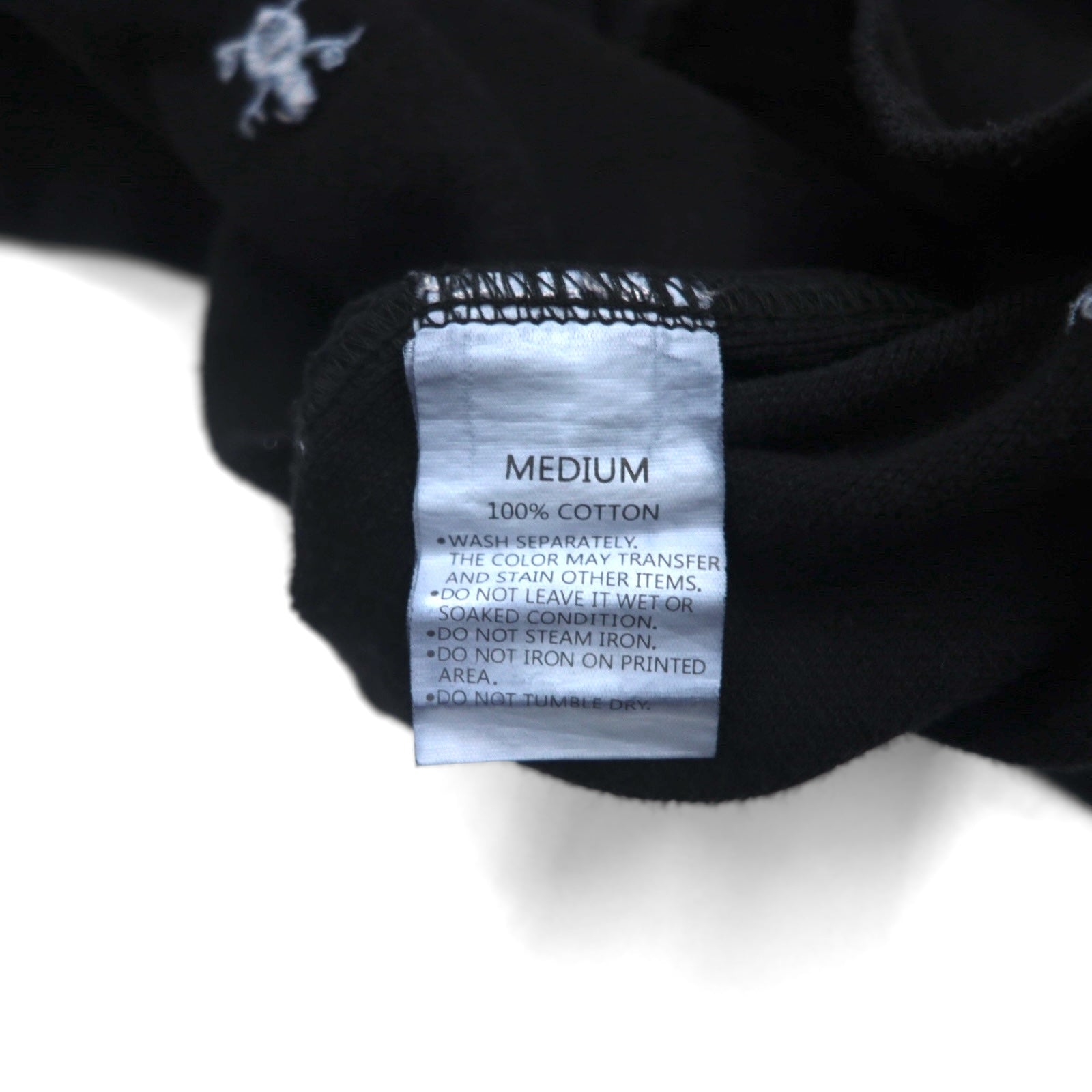 Polo Stussy con ricamo a teschio, taglia M, nera, in cotone, piquet, fantasia all-over