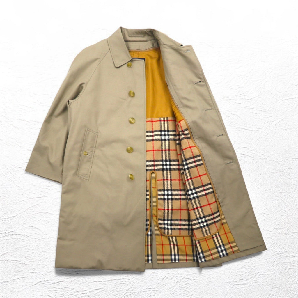 Burberrys anni '80 Bal Collar Coat M Beige Fodera Nova Check Removibile