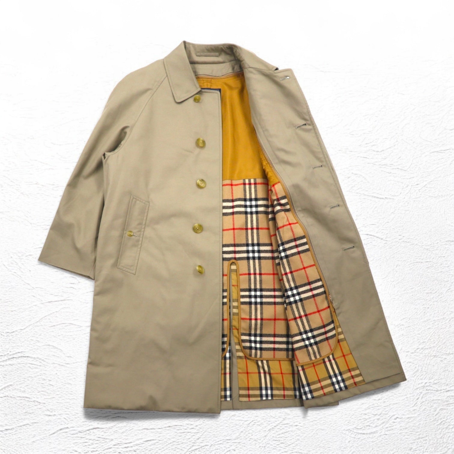 Burberrys anni '80 Bal Collar Coat M Beige Fodera Nova Check Removibile