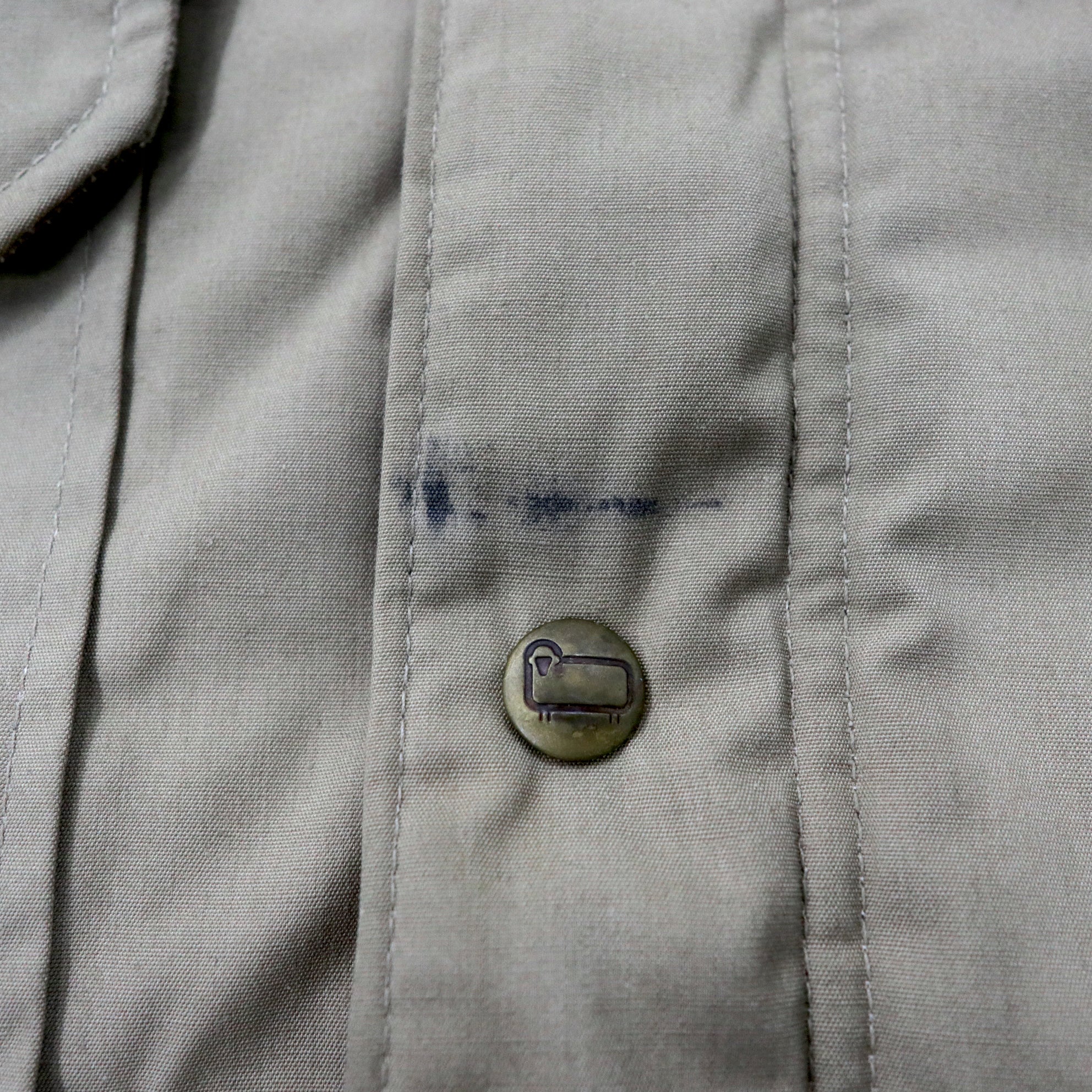 80s USA製 Woolrich マウンテンジャケット M ベージュ 65/35クロス 中綿 ダブルジップ 80年代