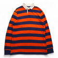 Polo by Ralph Lauren 90年代 ボーダー ラガーシャツ L オレンジ ネイビー CUSTOM FIT スモールポニー刺繍