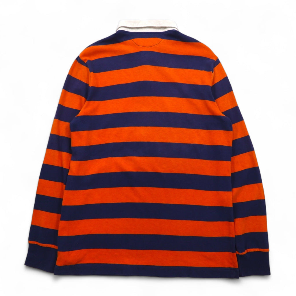 Polo by Ralph Lauren 90年代 ボーダー ラガーシャツ L オレンジ ネイビー CUSTOM FIT スモールポニー刺繍